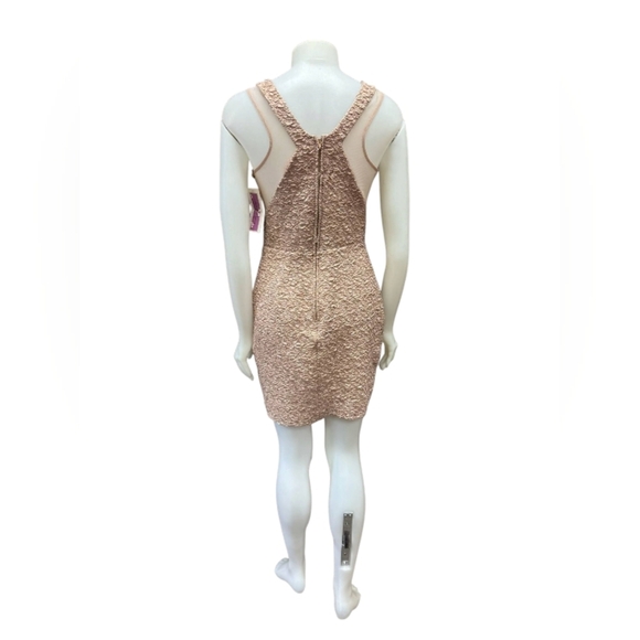 Hailey Logan By Adrianna Papell NWT Textured Tan Bodycon Dress Size Large - Picture 3 of 10